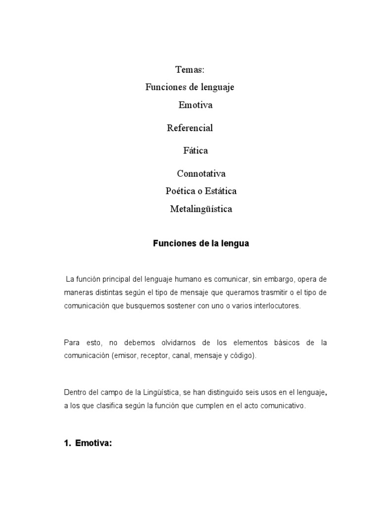 Funciones del Lenguaje y Ejemplos | PDF | Comunicación | Lingüística