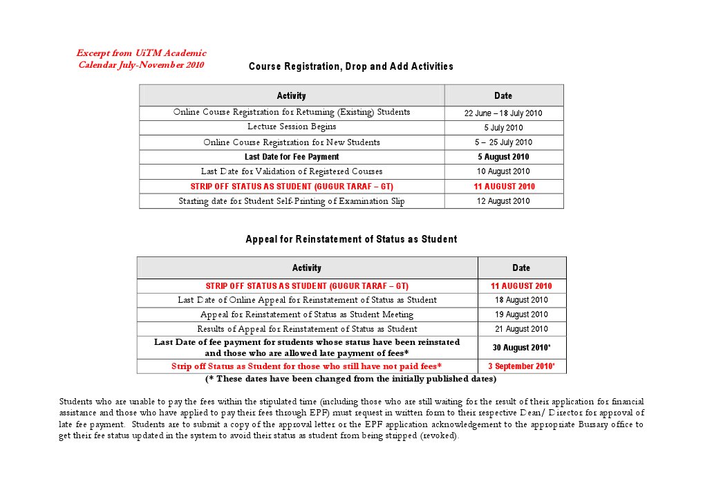 Course Registration Timeline | PDF | Career & Growth | Business
