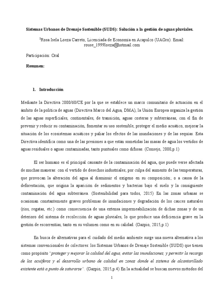 Sistemas Urbanos De Drenaje Sostenible Suds Pdf Alcantarillado Agua