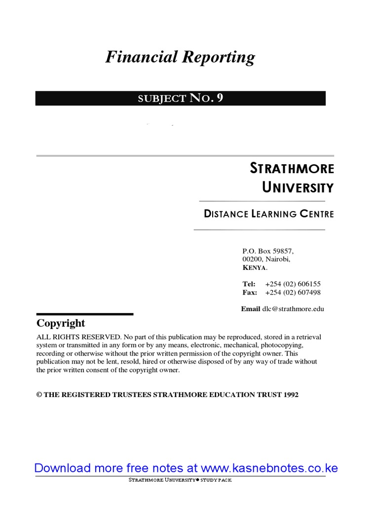 Financial Reporting Strathmore University Notes and Revision Kit | PDF ...
