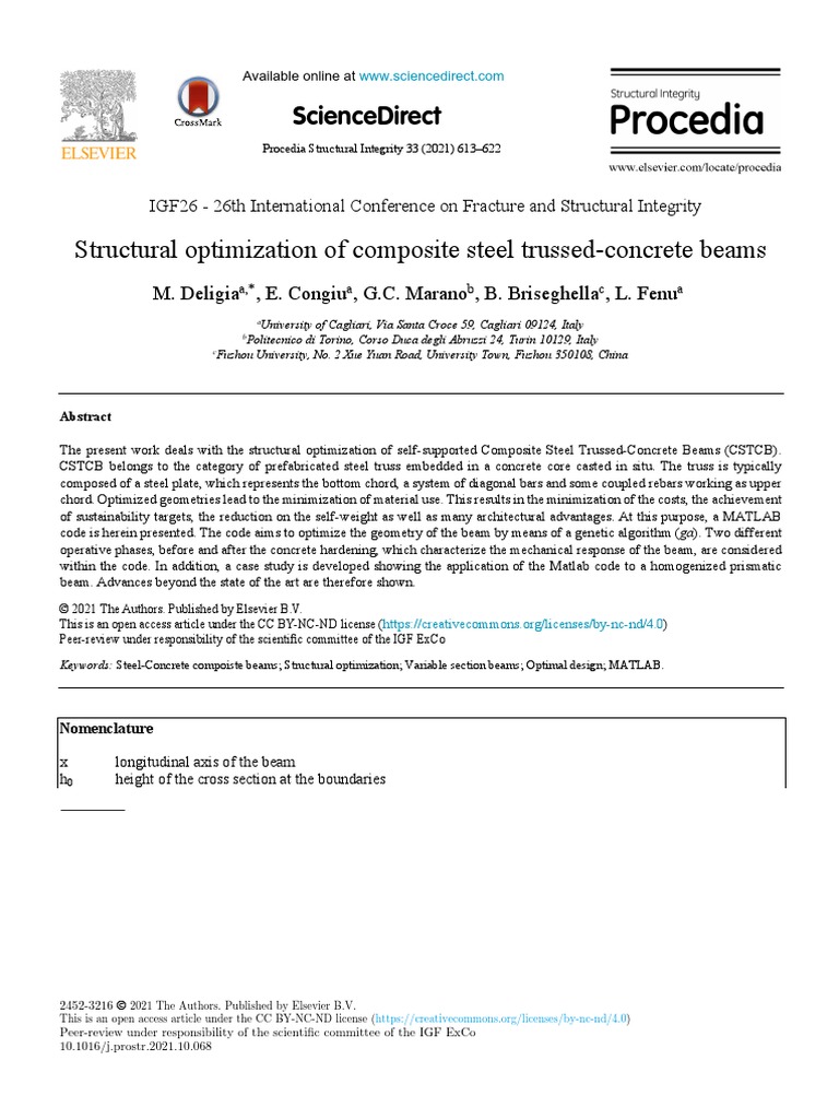 Structural Optimization of Composite Steel Trussed-Concrete Beams | PDF ...
