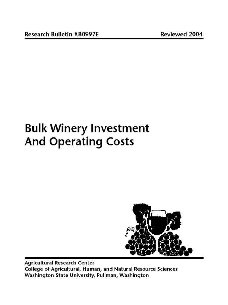 Bulk Winery Investment And Operating Costs PDF Winery Wine