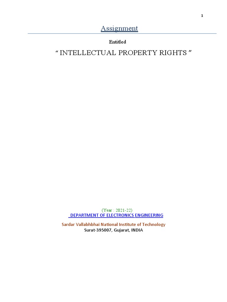 Intellectual Property Rights PDF Intellectual Property Integrated