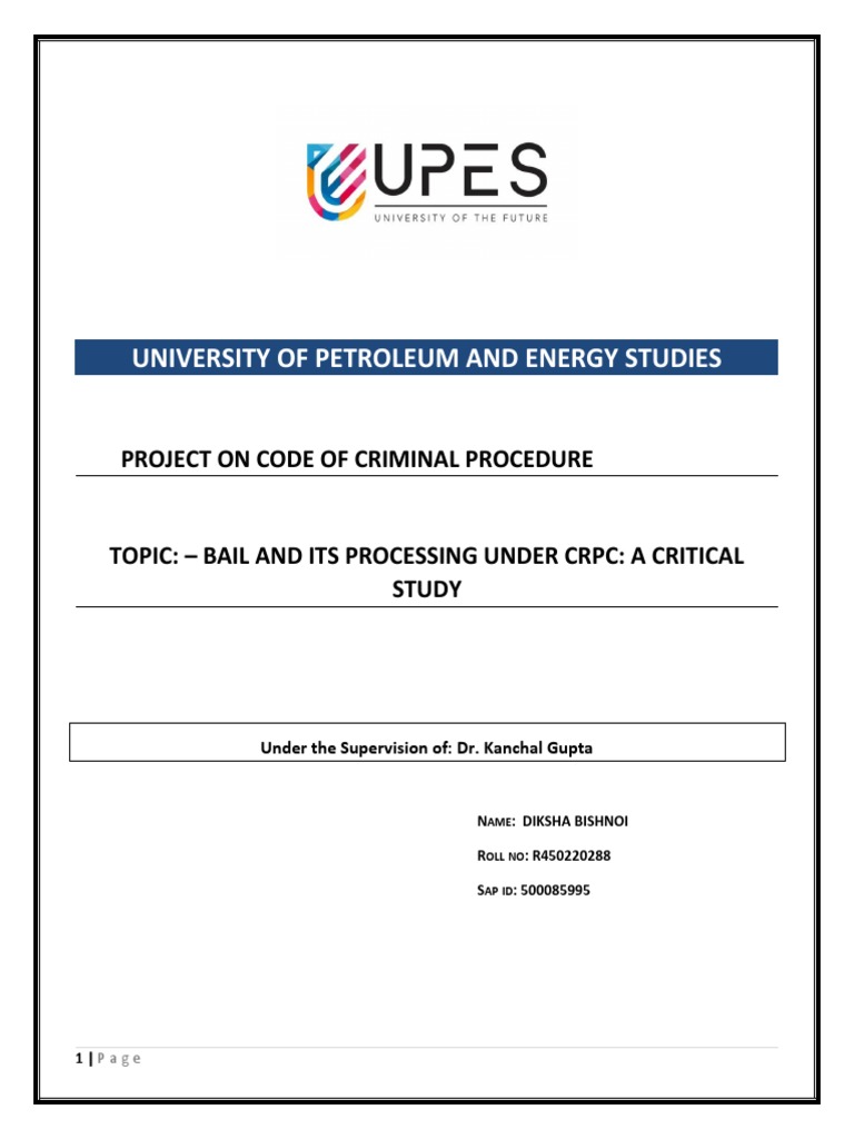 Bail Processing Under CRPC: A Study | PDF | Bail | Arrest