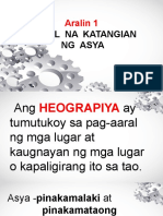 Aralin 1 Pisikal Na Katangian NG Asya