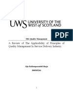 A Review of The Applicability of Principles of Quality Management in Service Delivery Industry.