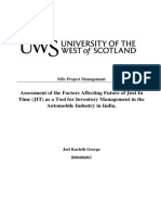 Assessment On The Factors Affecting Future of Just in Time As A Tool For Inventory Management On Automobile Field in India