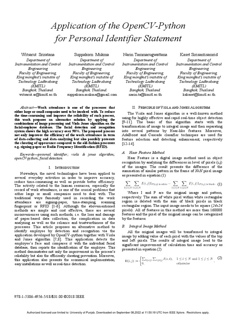 Application of The OpenCV-Python For Personal Identifier Statement ...