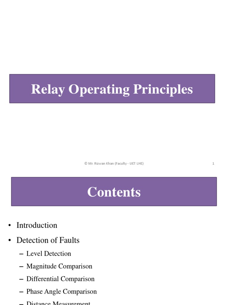 Relay Operating Principles Power System Relaying by Stanley, CH 2