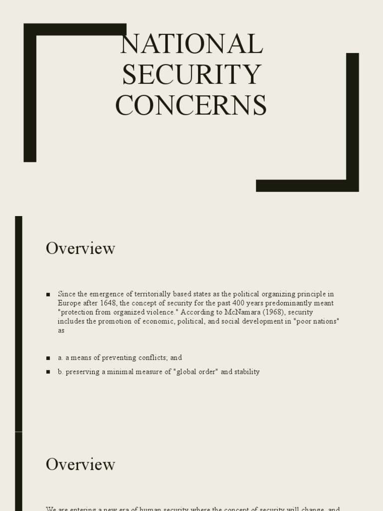 Topic 6 National Security Concern PDF National Security Peace