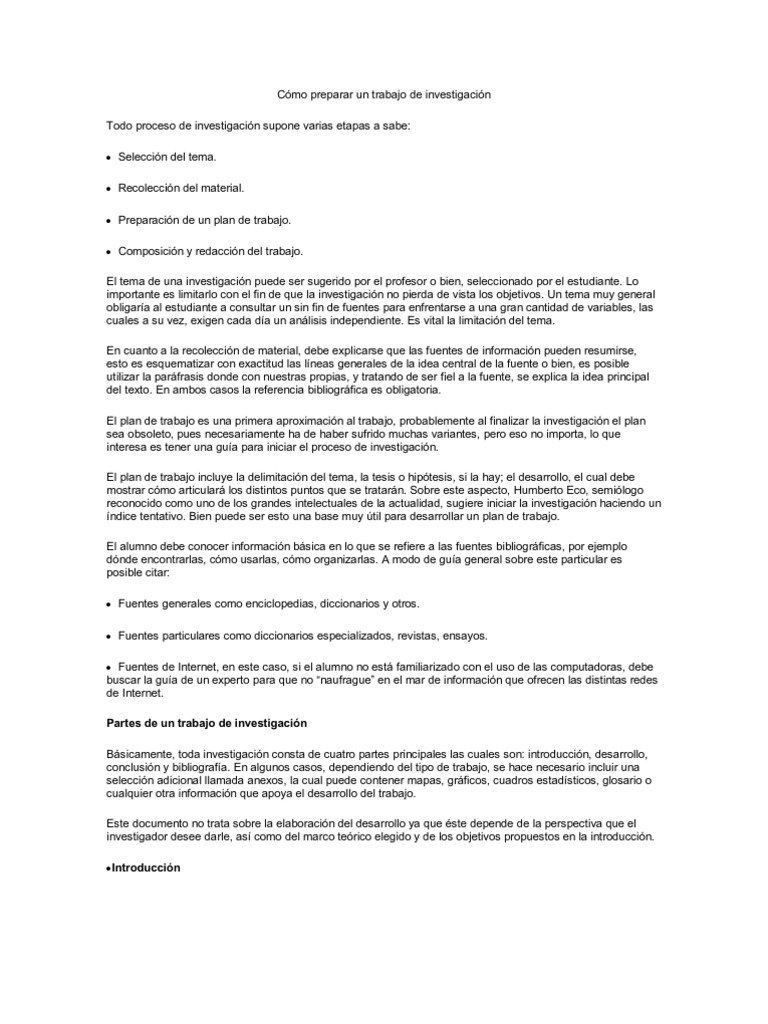 Cómo Preparar Un Trabajo de Investigación | PDF | Bibliografía ...