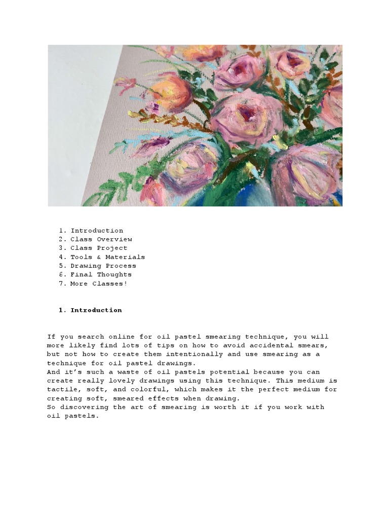 Smearing Oil Pastels Floral Drawing PDF Pastel Drawing