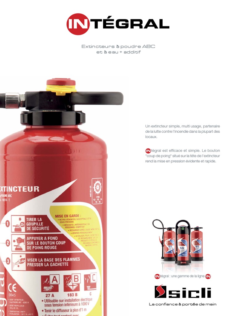 SICLI - EXT01 - Extincteur a poudre 1kg - Matériel incendie - Sécurité -  Protection & Manutention