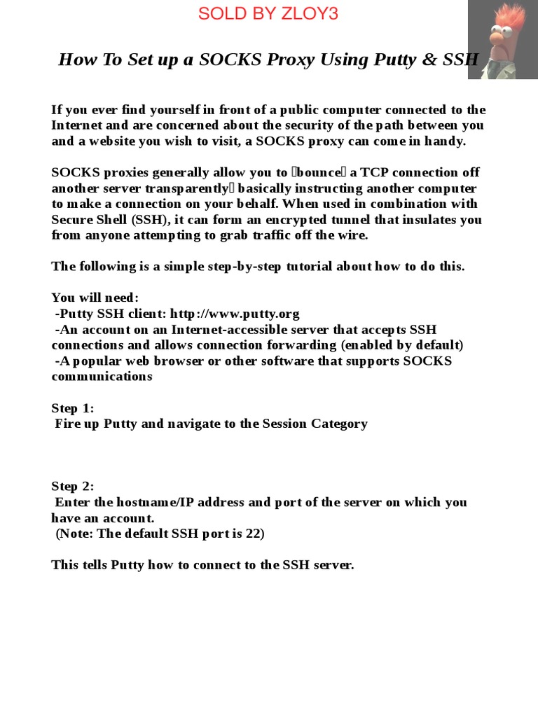 Set Up SOCKS Proxy with Putty & SSH | PDF | Proxy Server | Port ...