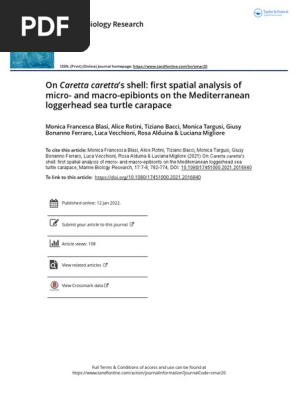 Blasi Et Al. (2021) on Caretta Caretta’s Shell- First Spatial Analysis of Micro- And Macro-epibionts on the Mediterranean Loggerhead Sea Turtle Carapace