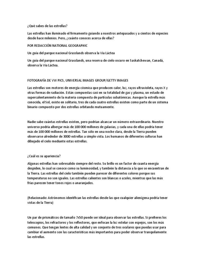 Qué Sabes de Las Estrellas | Descargar gratis PDF | Estrellas | Supernova