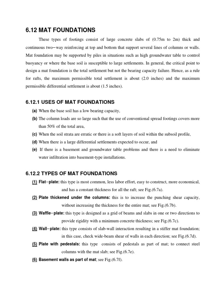 Design Methods for Mat Foundations | PDF | Foundation (Engineering ...