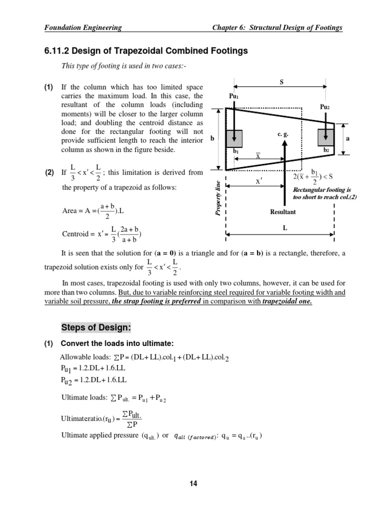 CHAPTER 6.11.2 Design of Trapezoidal Combined Footings PDF
