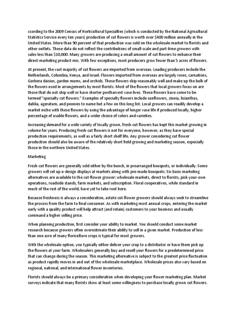 plant cut flower PDF Agriculture Floristry