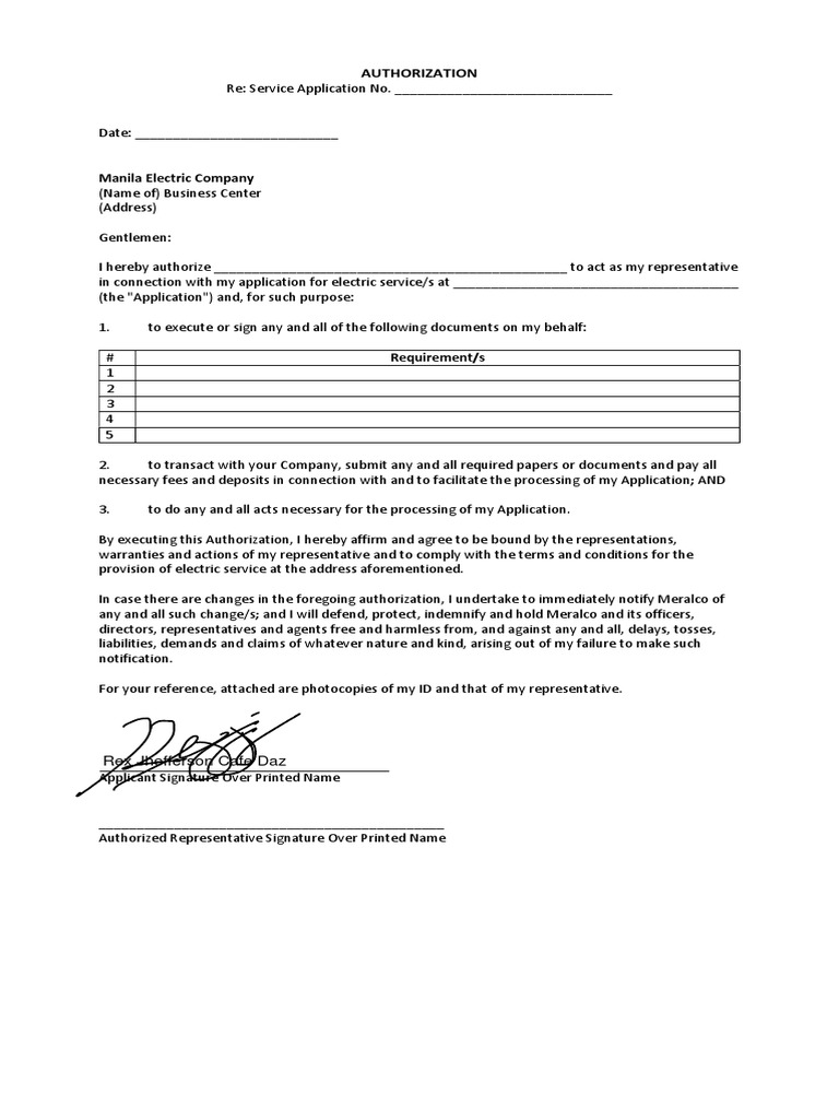 Meralco Form PDF Privacy Information