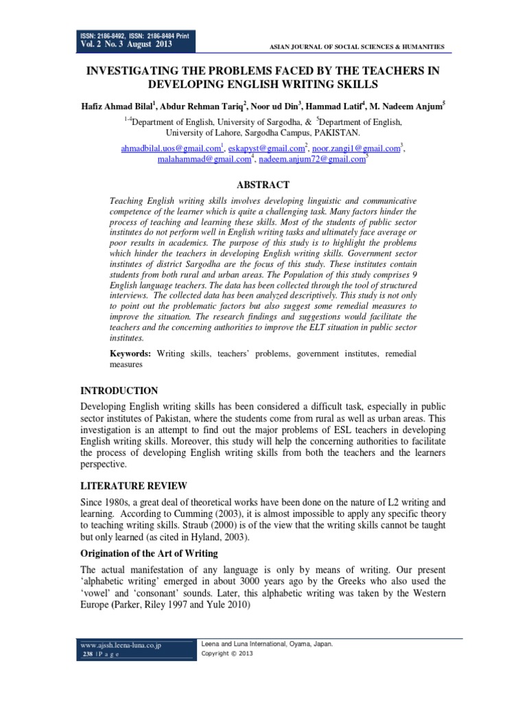 Investigating The Problems Faced by The | PDF | Second Language ...