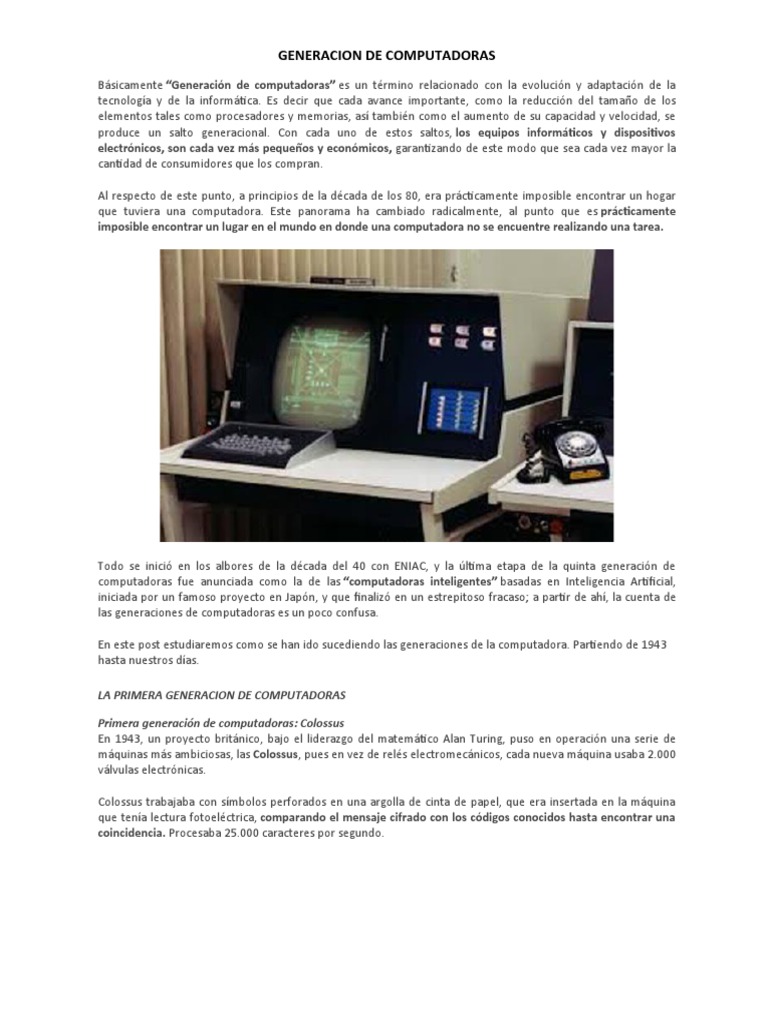 Generación de Computadoras | PDF | Microprocesador | Hardware de la ...
