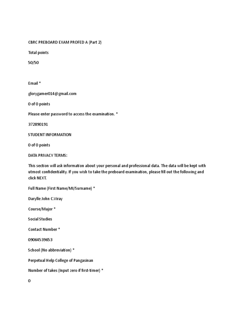 Preboard Profed A Pdf Educational Assessment Rubric Academic