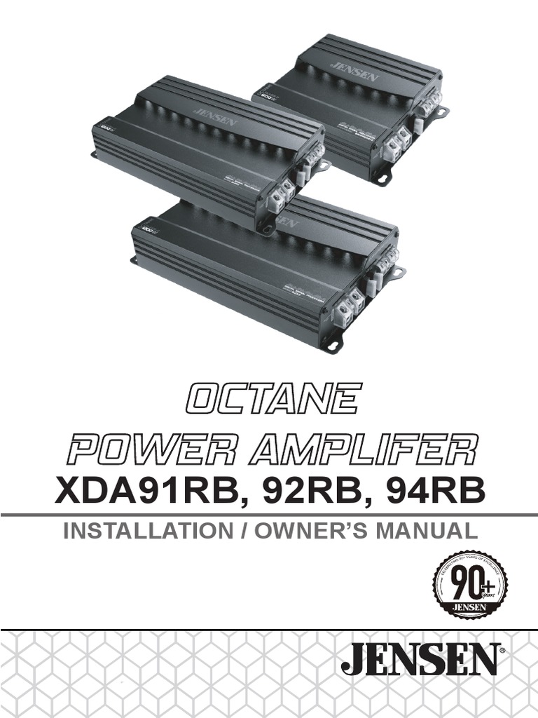 Jensen XDA91RB XDA92RB XDA94RB Octane Power Amplifier Installation