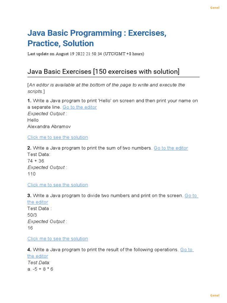Java Basic Programming Problems