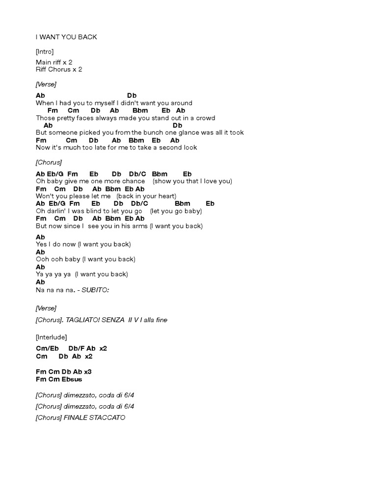I Want You Back PDF