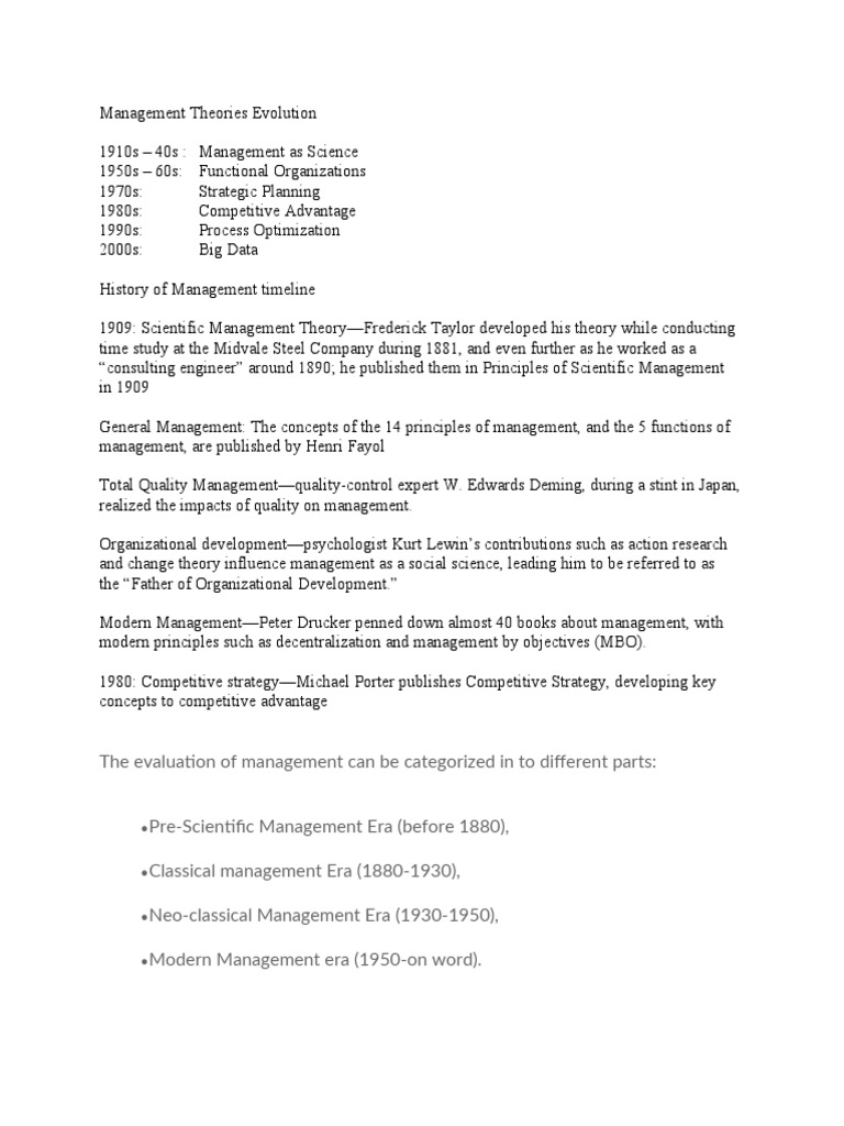 Evolution of Management Theories | PDF | Leadership | System