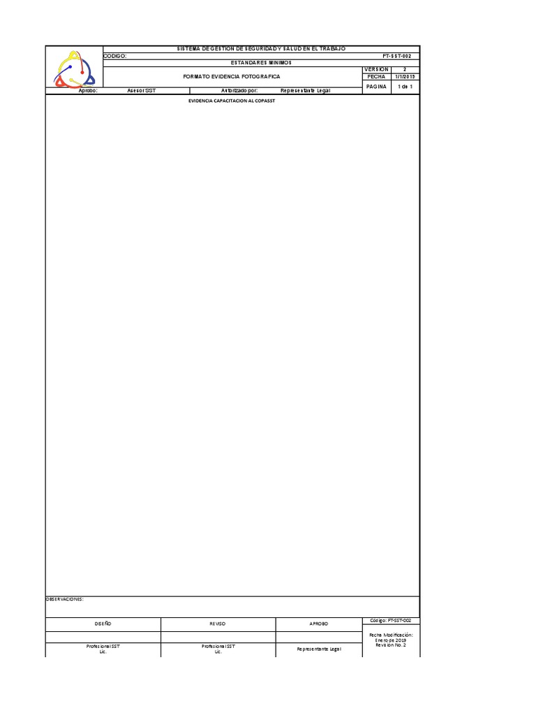 1 FT SST 002 Formato Evidencia Fotografica | PDF