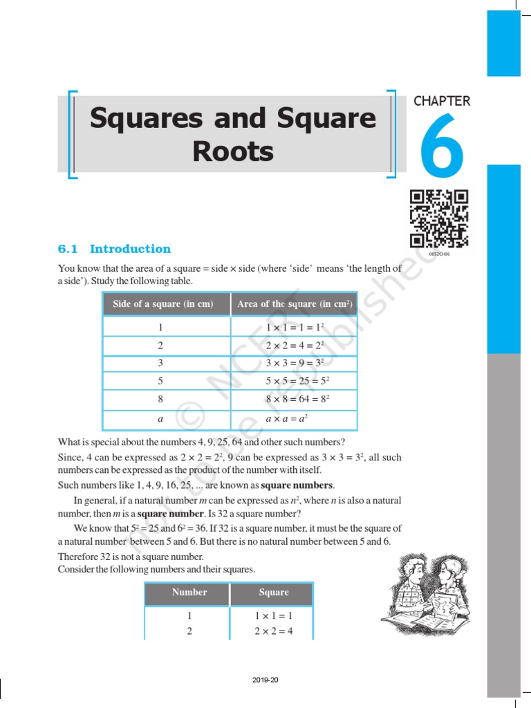 CBSE Class 8 NCERT Maths Book Squares and Square Roots Chapter 6 | PDF ...