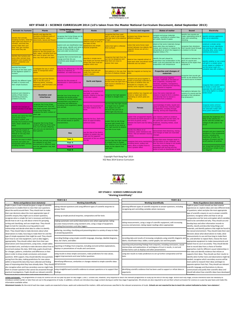 KS2 2014 Science Curriculum 1 Pagers | PDF | Earth | Light