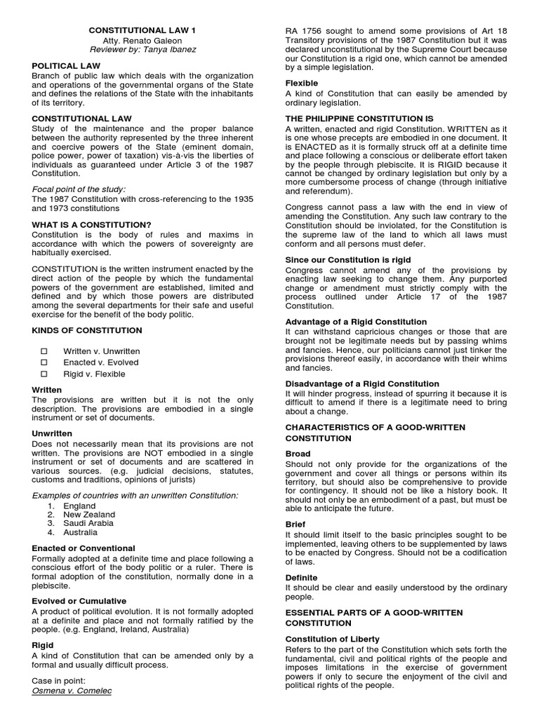 Overview of Philippine Constitutional Law | PDF | Judicial Review ...