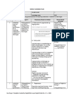 Weekly Learning Plan Quarte R Grade Level Week Learning Area Melc S Day Objectives Topic/s Classroom-Based Activities Home-Based Activities