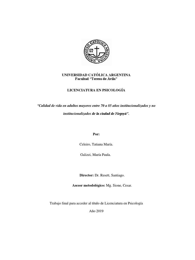 Calidad de Vida en Adultos Mayores | PDF | Vejez | Adultos