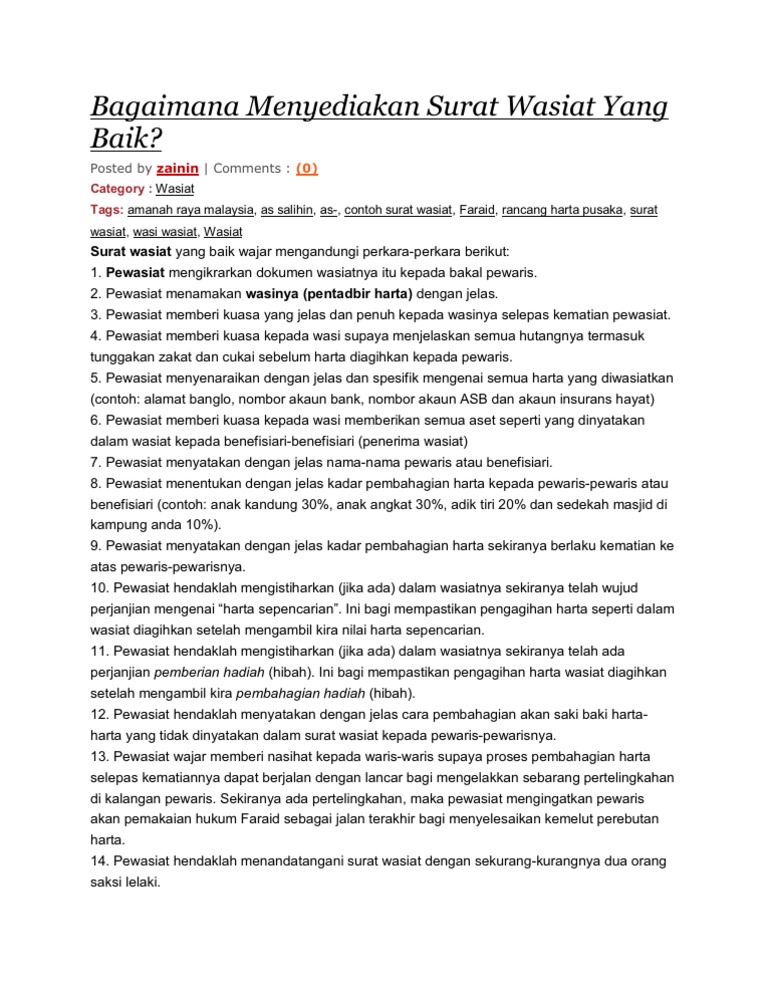 Bagaimana Menyediakan Surat Wasiat Yang Baik  PDF