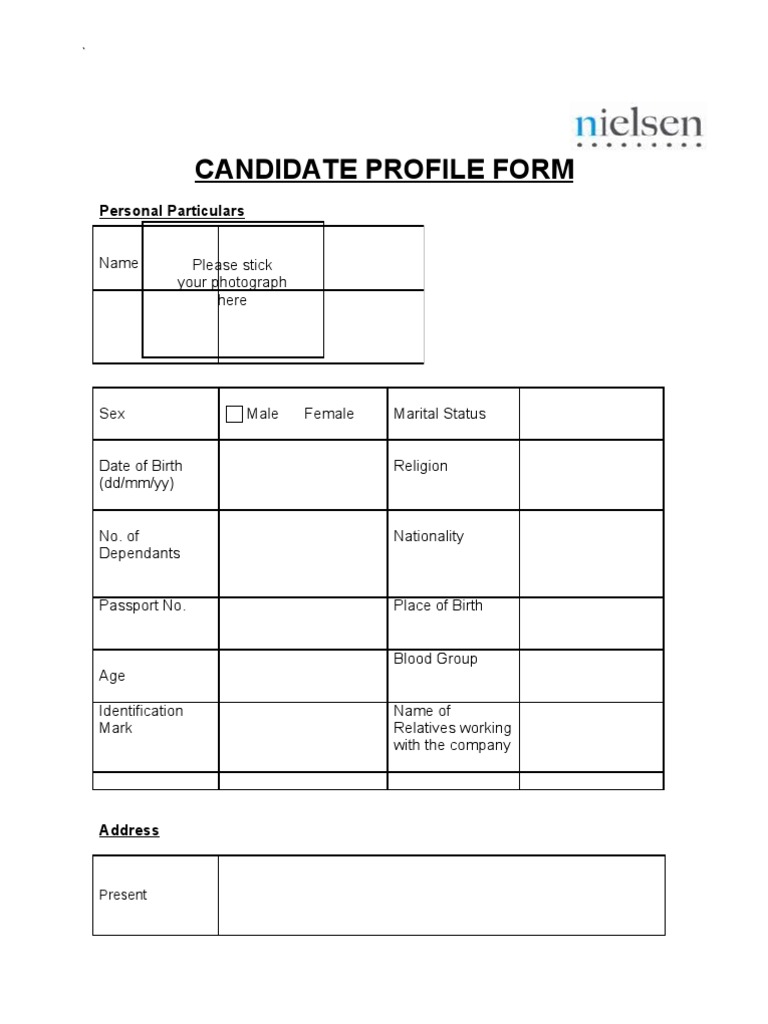 Candidate Personal Details Form | PDF | Career & Growth | Business