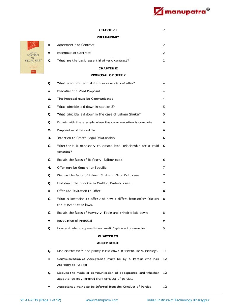 Contract Contents Manupatra | PDF | Guarantee | Consideration