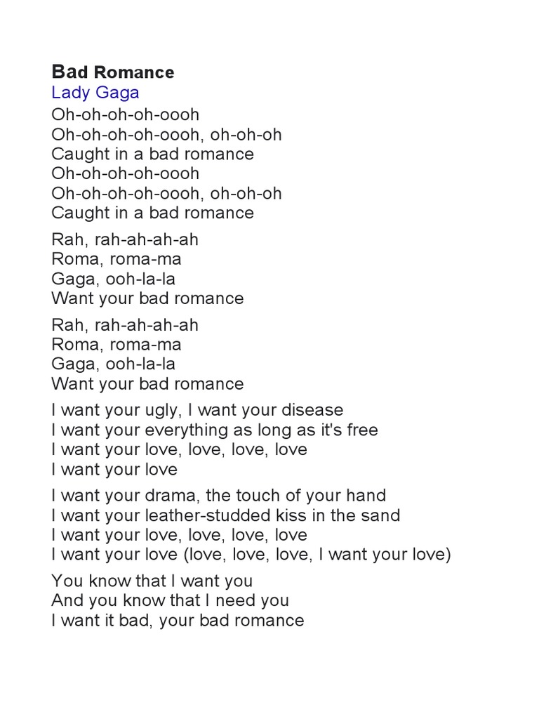 bad-romance-testo-pdf-lady-gaga-songs-written