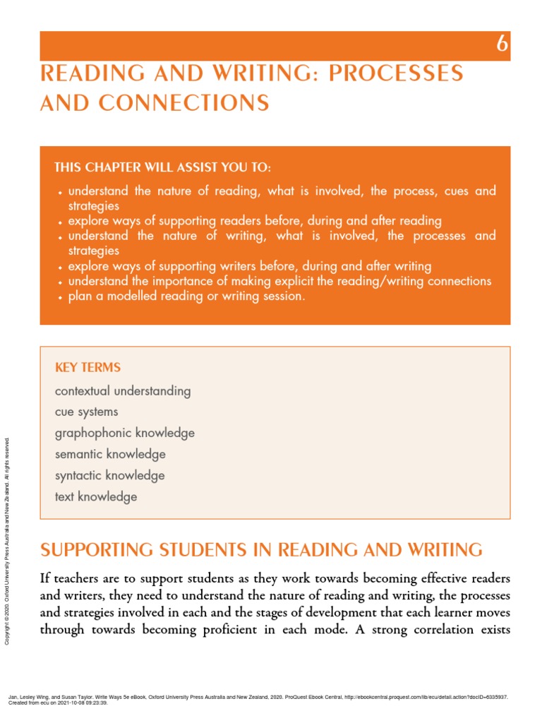 Reading and Writing Processes and Connections PDF Cognition
