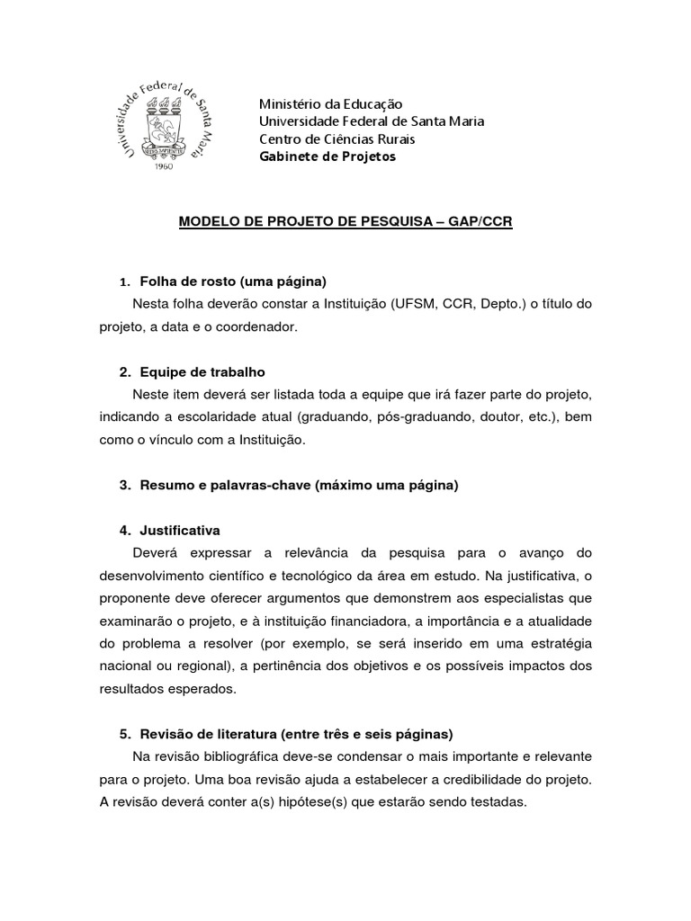 Modelo de Projeto de Pesquisa | PDF | Science