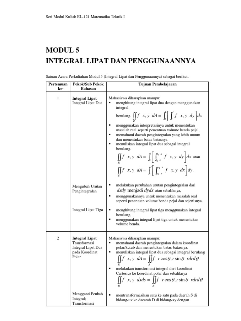 Bab 5 Integral Lipat Dan Penggunaannya