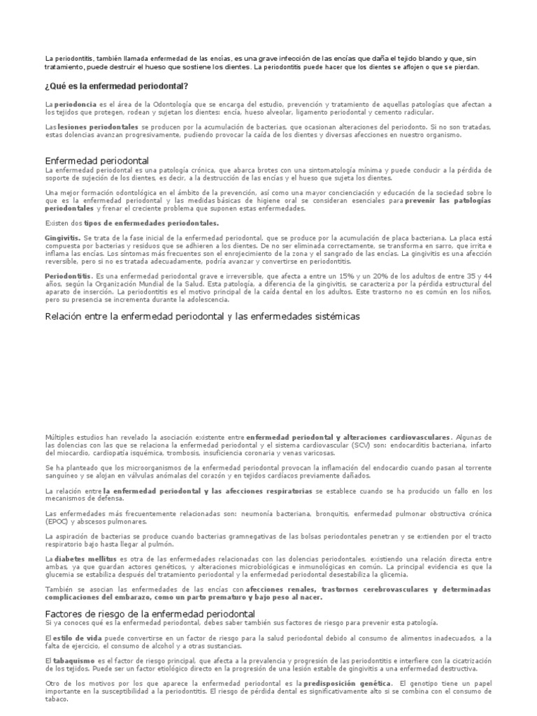 Enfermedad Periodontal | PDF | Odontología | Medicina