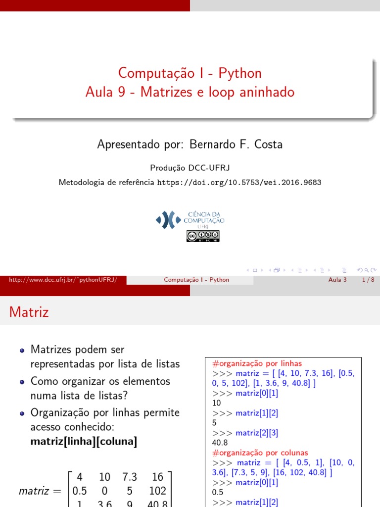 Acessando e manipulando elementos de matrizes em Python usando laços ...
