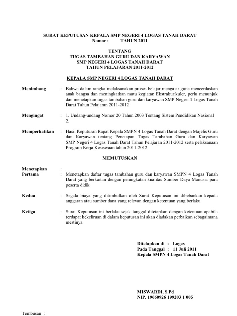 Sk Tugas Tambahan Guru