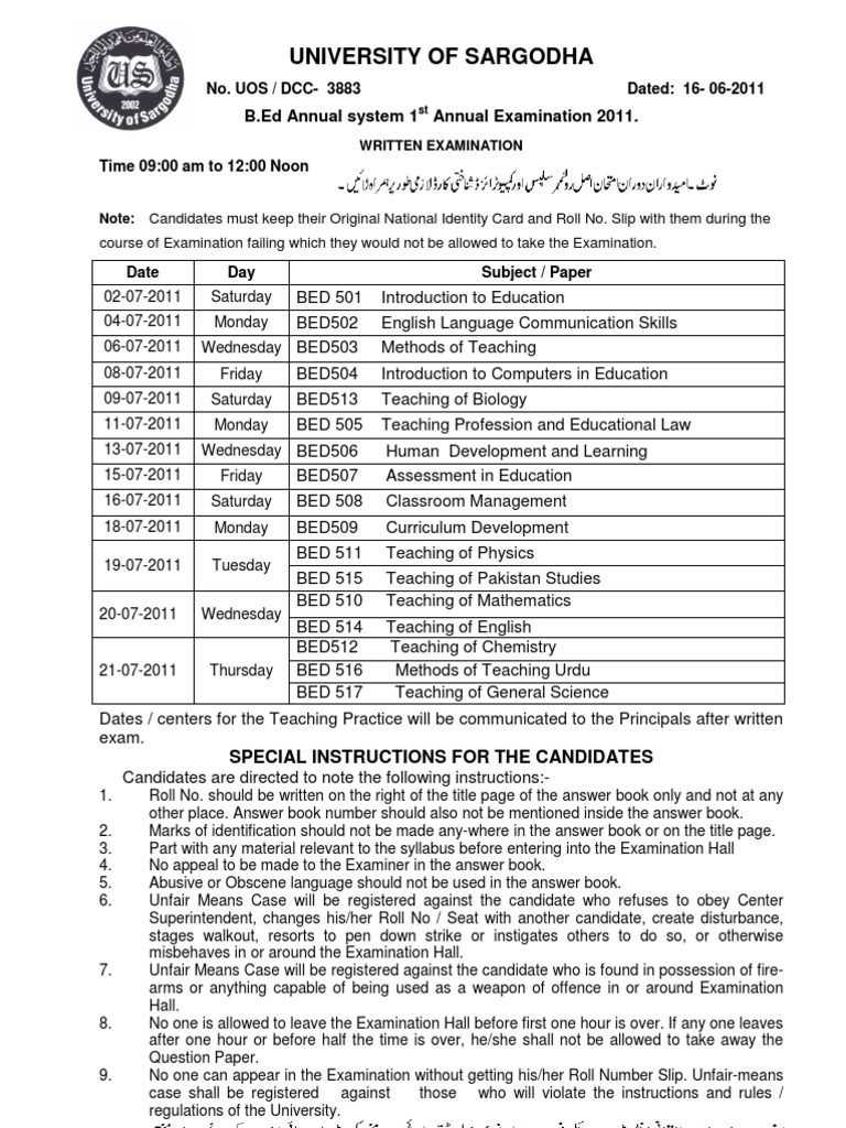 Bed Date Sheet PDF Test (Assessment) Behavior Modification