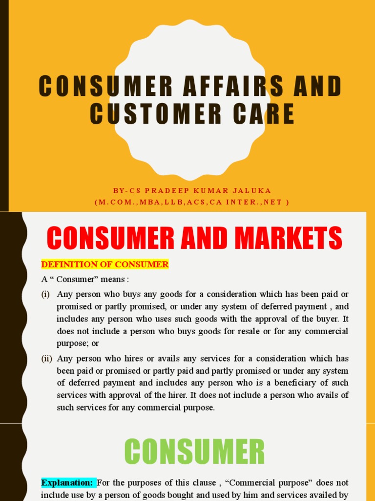 Consumer Affairs And Customer Care 1 Pdf Business