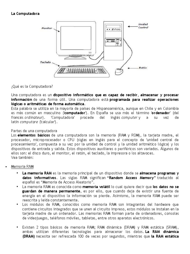 Partes de la Computadora para Niños | PDF | Hardware de la computadora ...